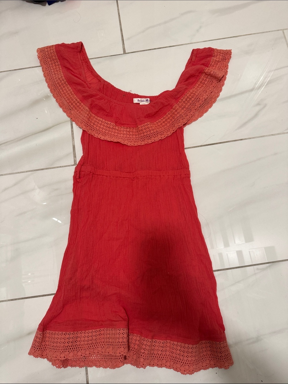 Paradis Miss Coral Textured Cotton Dress
